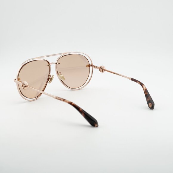 Roberto Cavalli SRC032M 8FCG Sunglasses Gold Aviator Frame, Orange Lenses main image 5